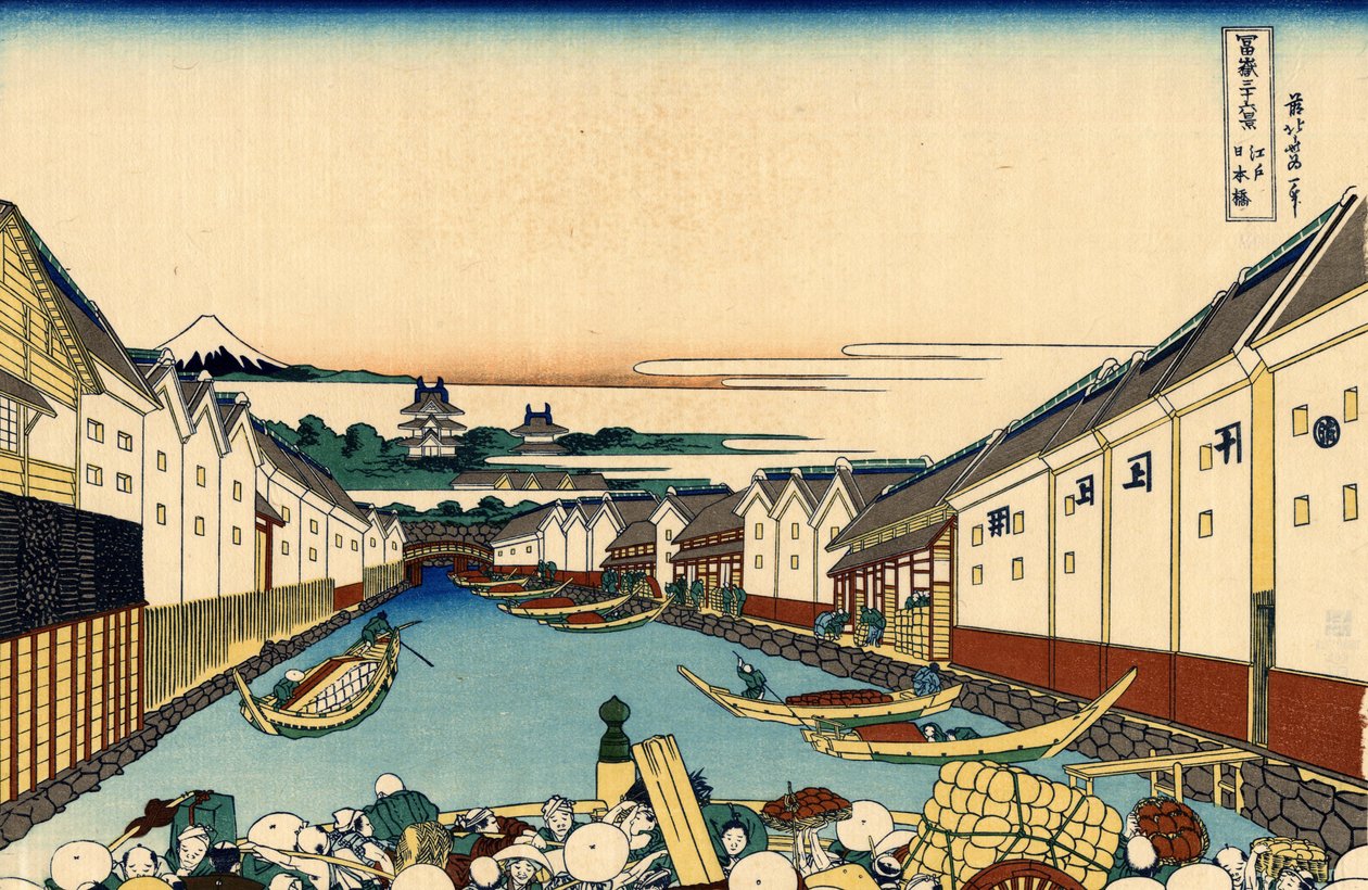 Ponte Nihonbashi a Edo, c.1830 da Katsushika Hokusai