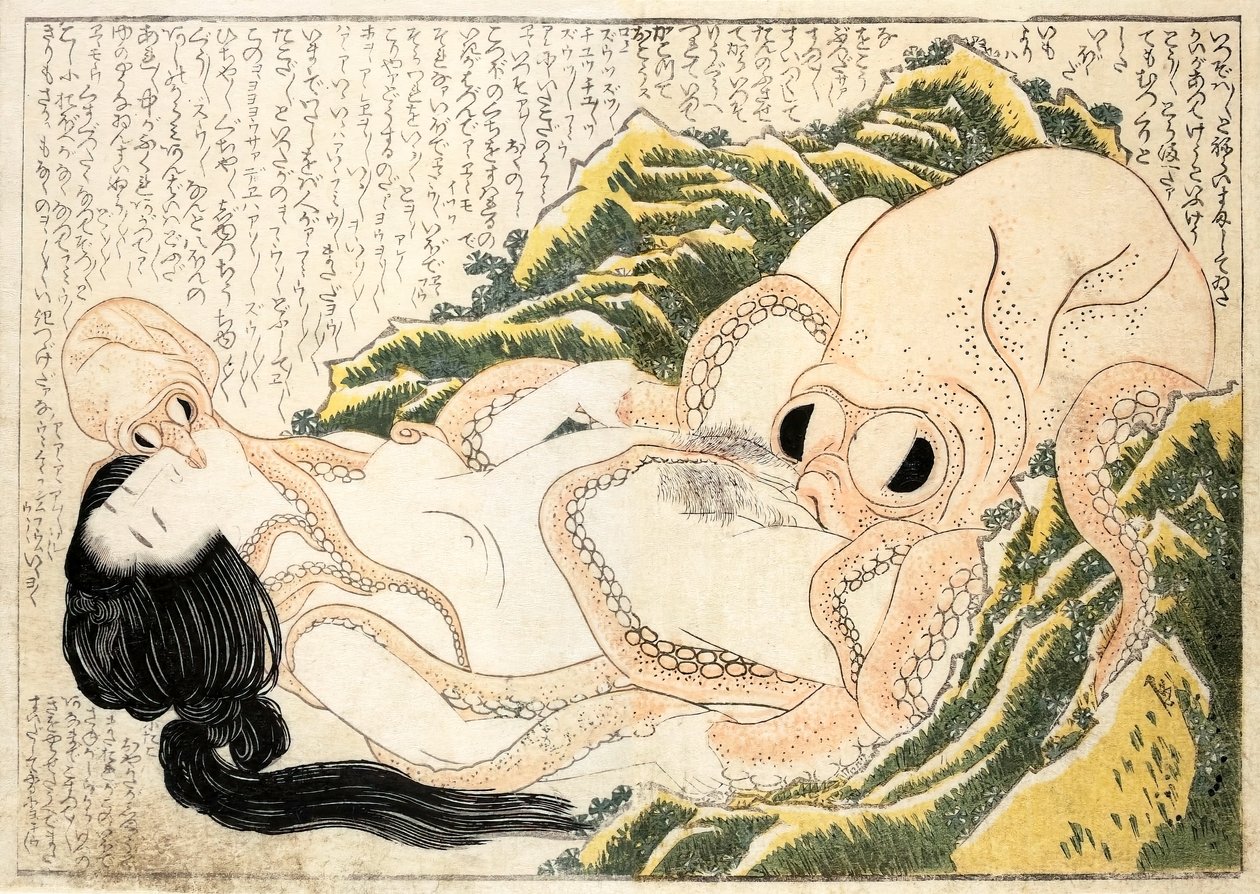 Il sogno della moglie del pescatore da Katsushika Hokusai