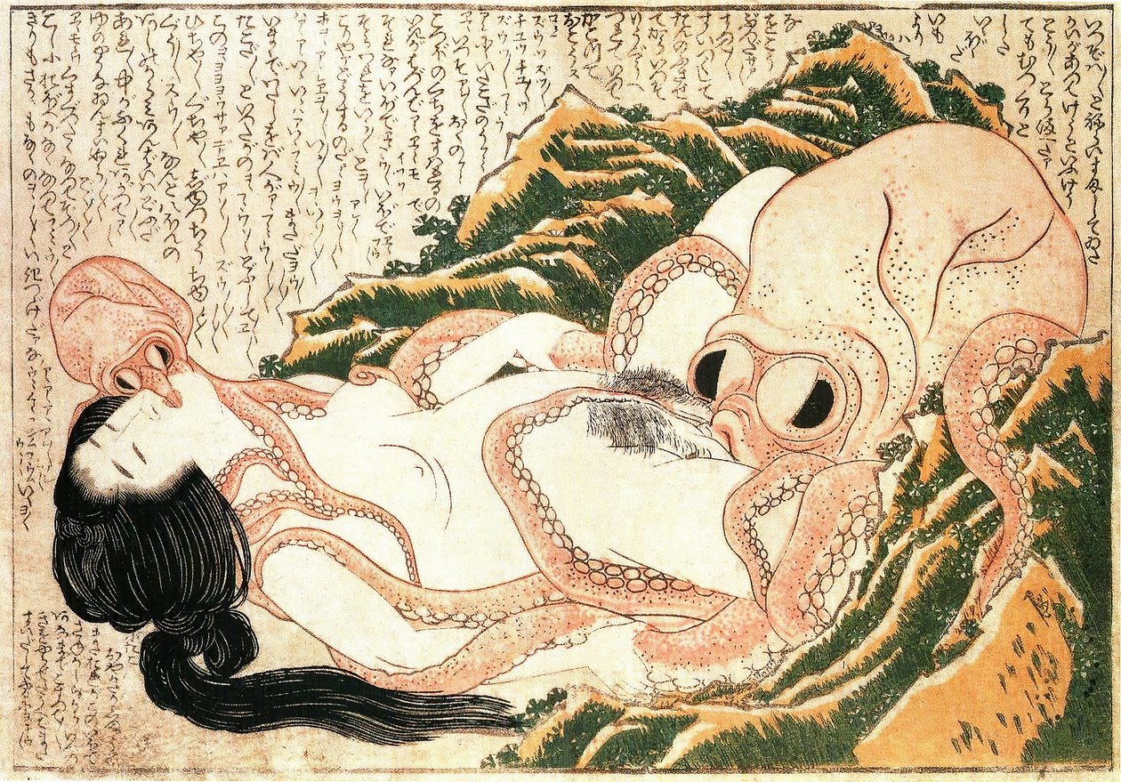 Il sogno della moglie del pescatore da Katsushika Hokusai