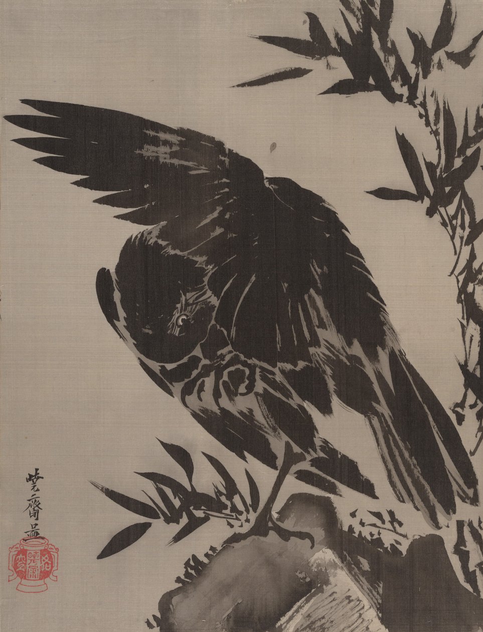 Corvo su una roccia da Kawanabe Kyosai