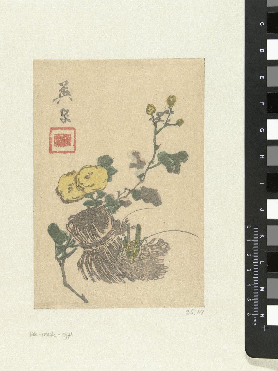 Cavalletta e fiori da Keisai Eisen
