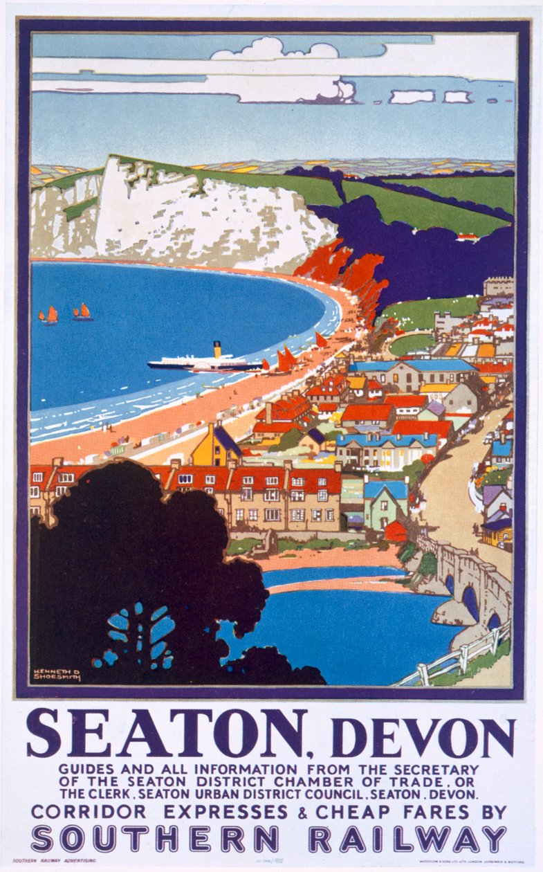 Seaton, Devon, poster pubblicitario della Southern Railway da Kenneth Shoesmith