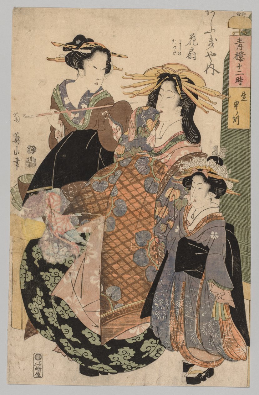 Due donne e una ragazza da Kikugawa Eizan