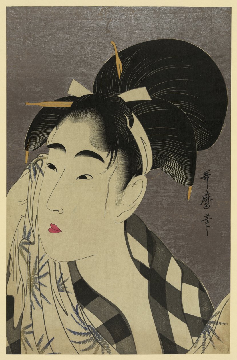 Donna che si asciuga il sudore da Kitagawa Utamaro