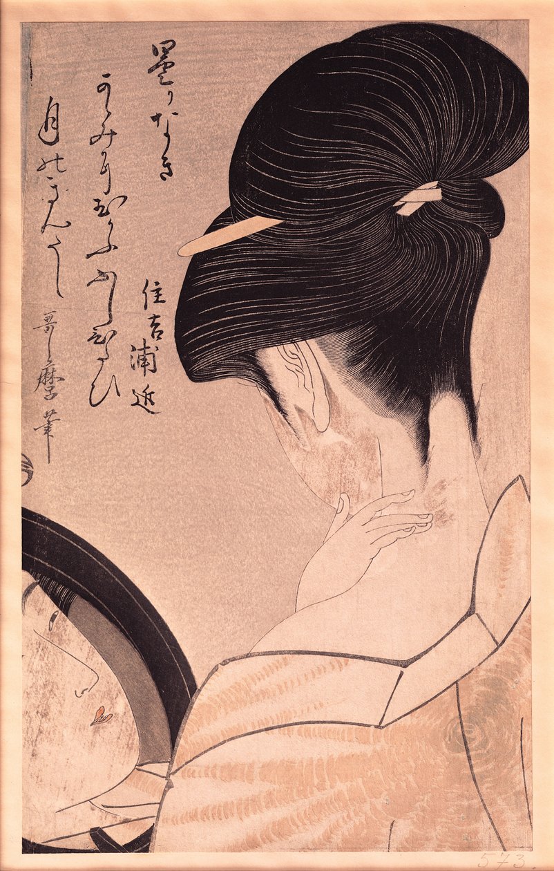 Donna che si trucca da Kitagawa Utamaro