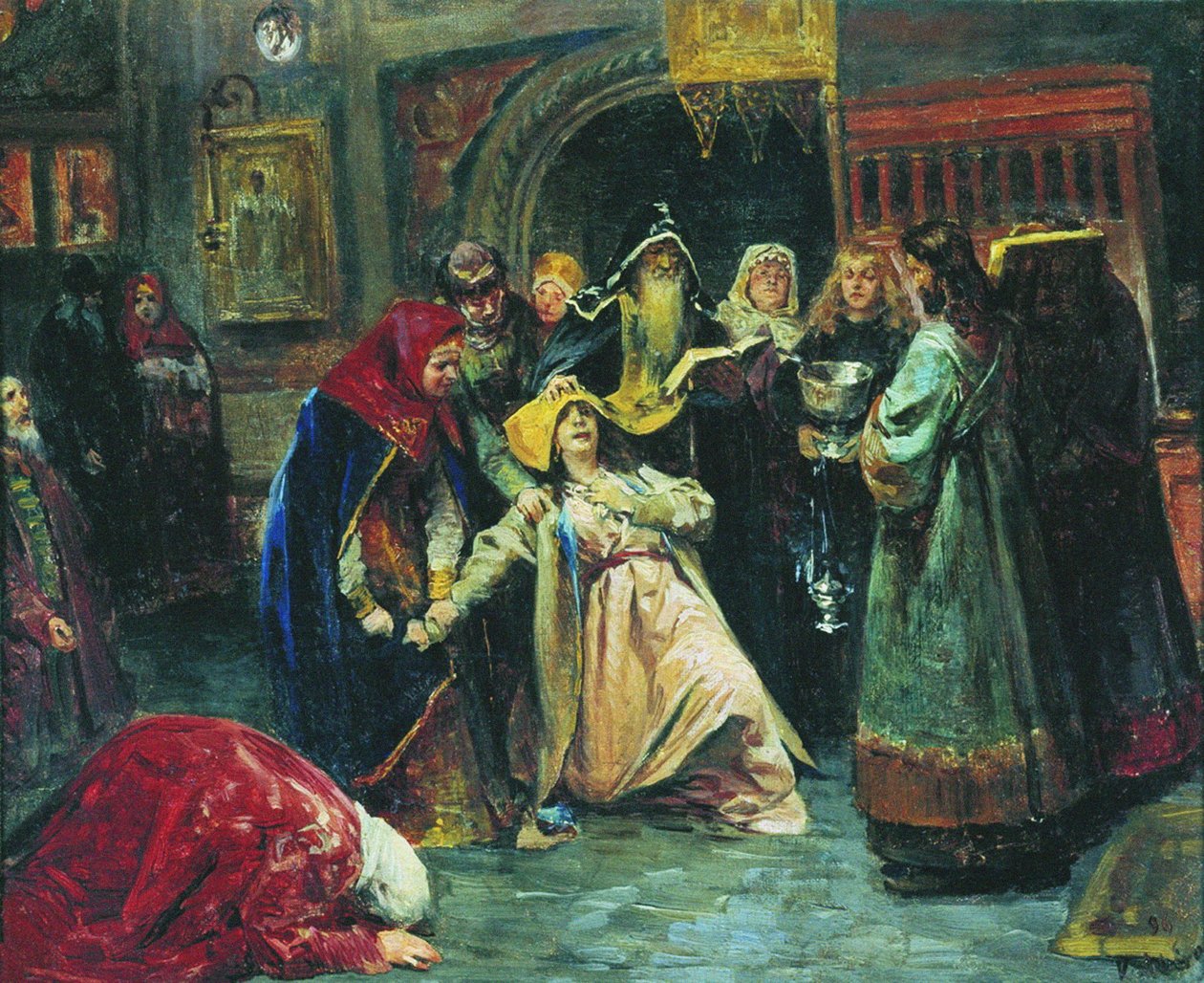 La tonsura forzata, 1896 da Klavdiy Vasilievich Lebedev