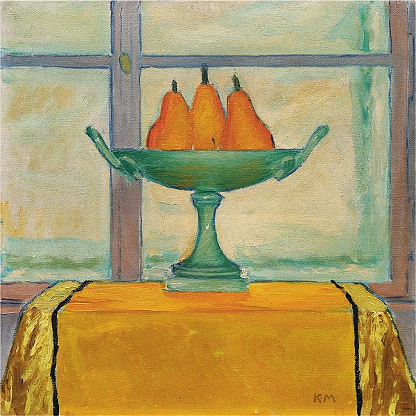 Ciotola di frutta con tre pere rosso-gialle da Koloman Moser
