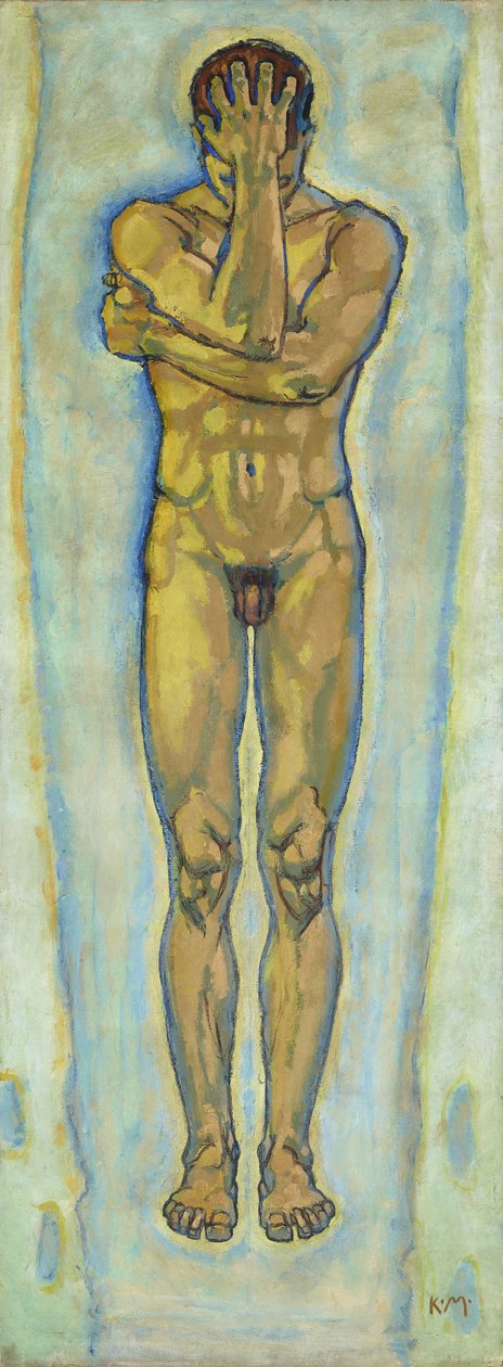 Nudo maschile giallo e blu, c. 1913 da Koloman Moser