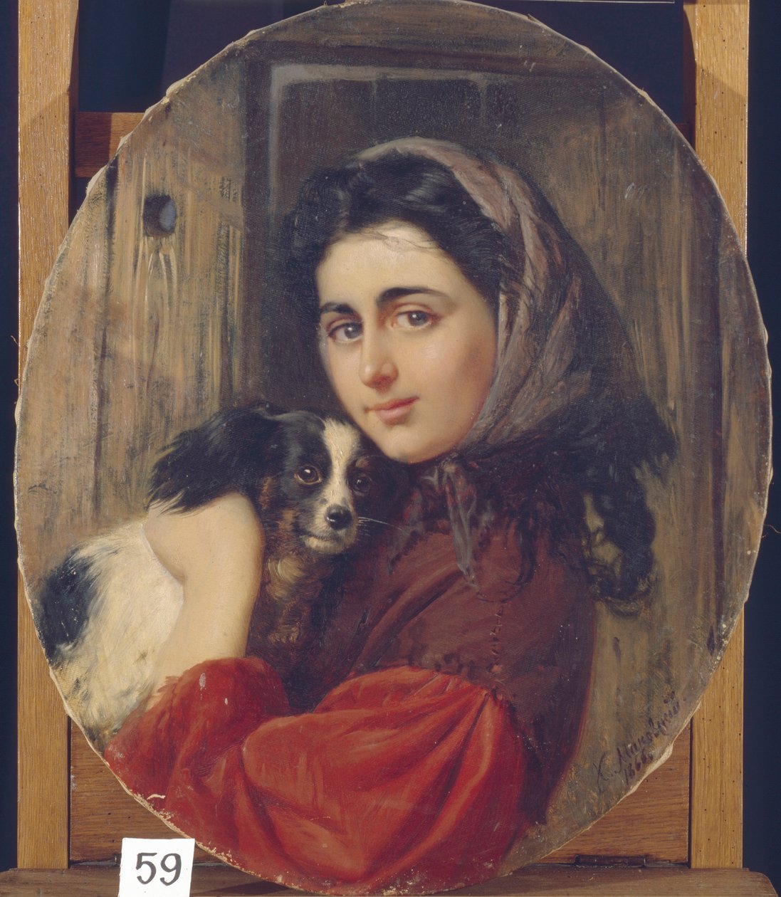 Ragazza con piccolo cane da Konstantin Egorovich Makovsky
