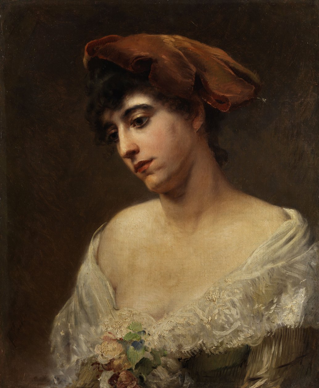 Konstantin Makovsky Ritratto di giovane donna da Konstantin Makovsky