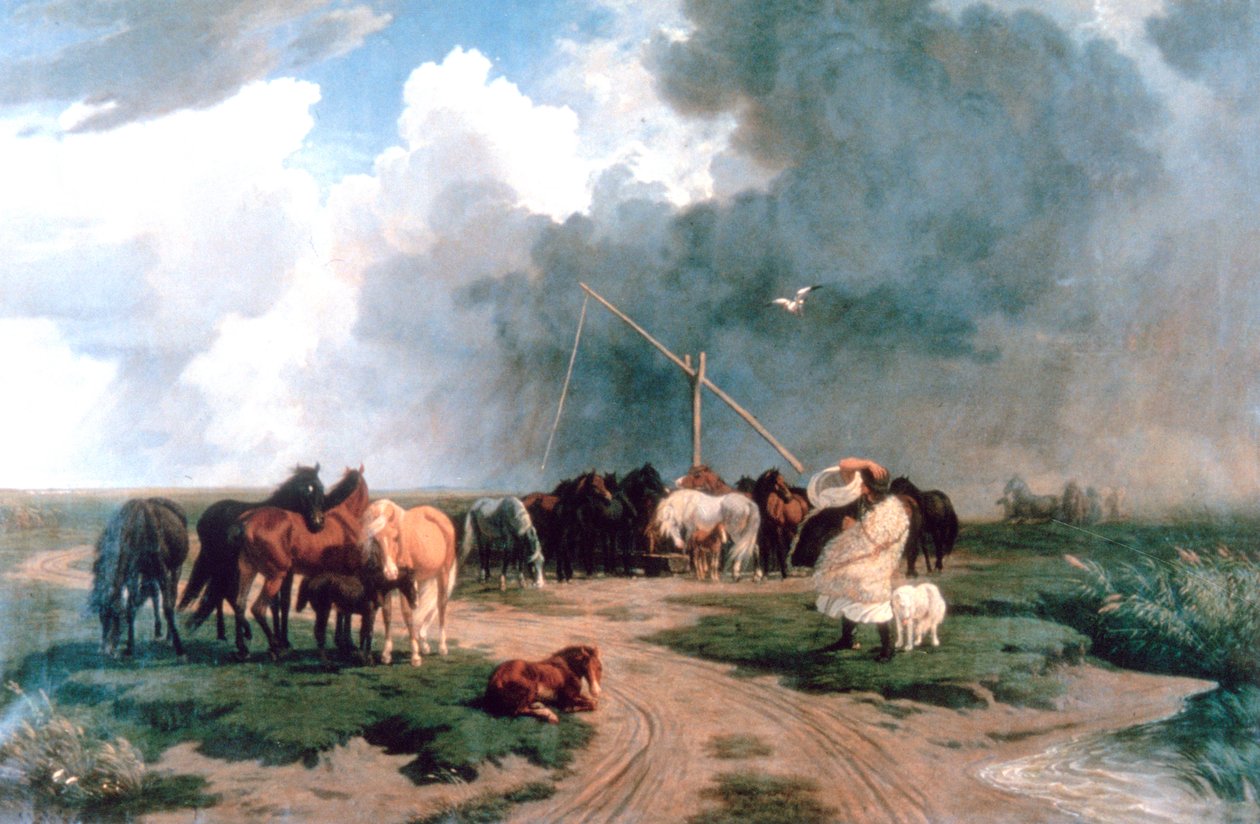 Cavalli nella tempesta, 1862 da Károly Lotz