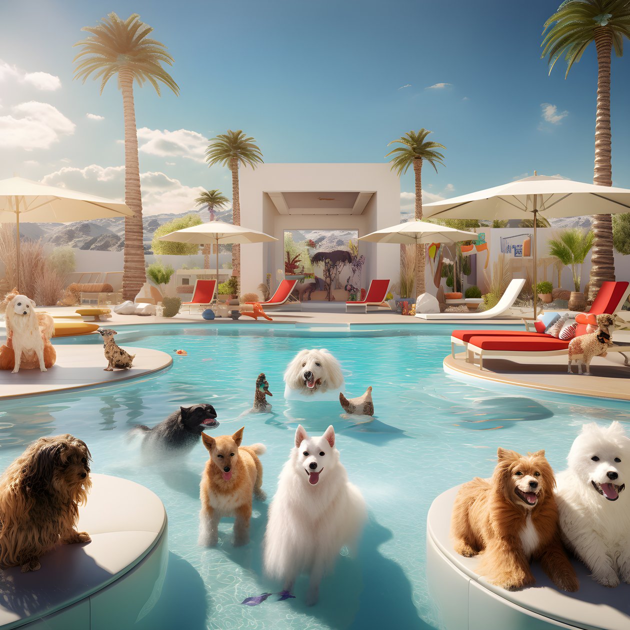 Festa in piscina per cani a Palm Springs 1 da Kurt Heppke