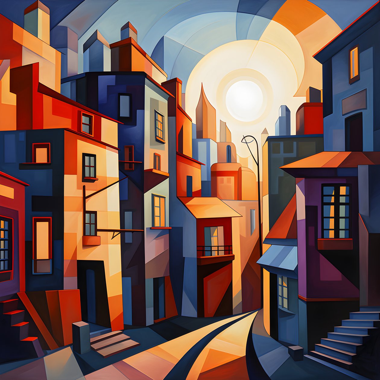Stile cubista della pittura paesaggistica urbana 2 da Kurt Heppke