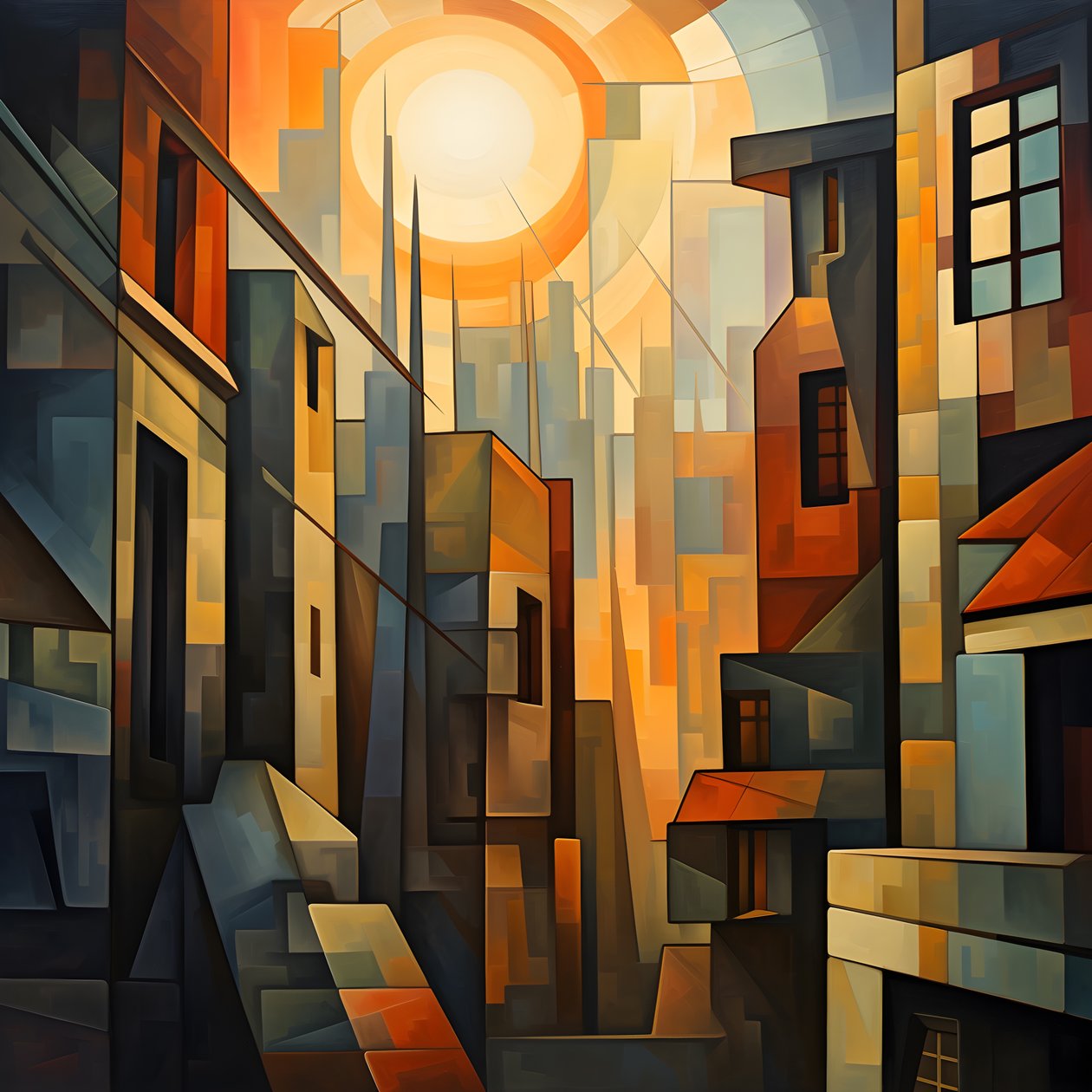 Stile cubista della pittura paesaggistica urbana 3 da Kurt Heppke