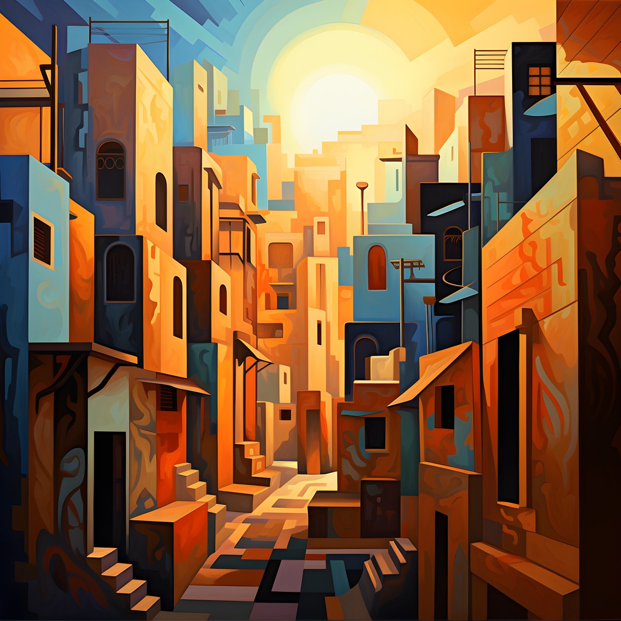 Stile cubista della pittura paesaggistica urbana 4 da Kurt Heppke