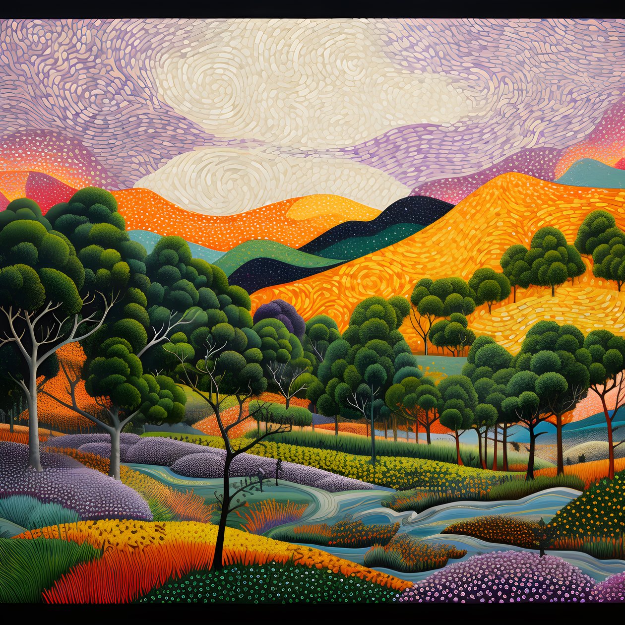 Paesaggio con alberi e colline 1 da Kurt Heppke