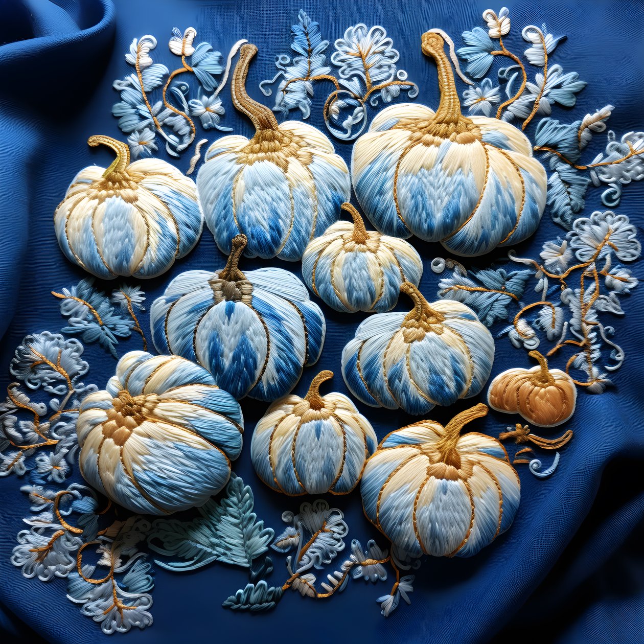Zucca ricamata in tonalità di blu 1 da Kurt Heppke