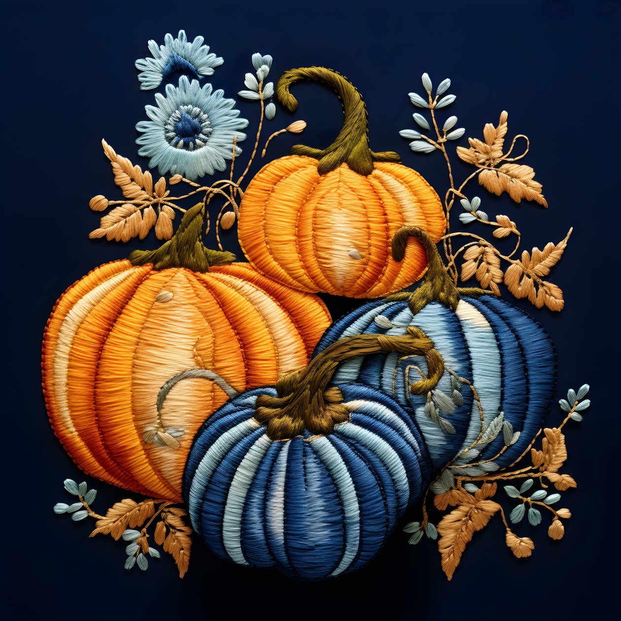 Zucca ricamata in tonalità di blu 4 da Kurt Heppke