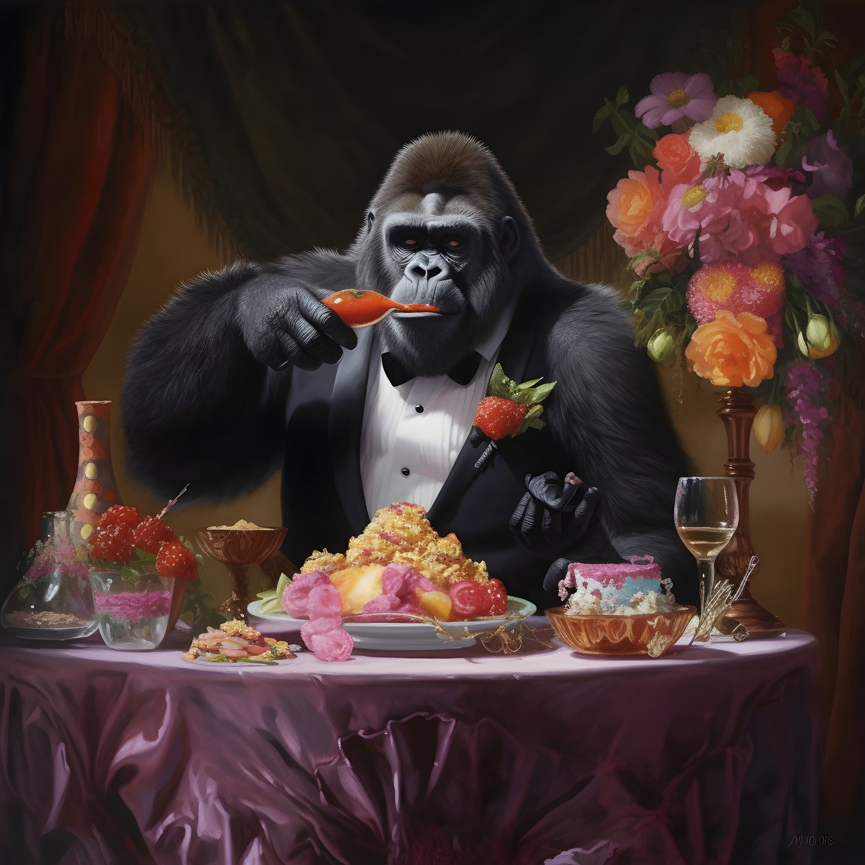 un gorilla che mangia 1 da Kurt Heppke