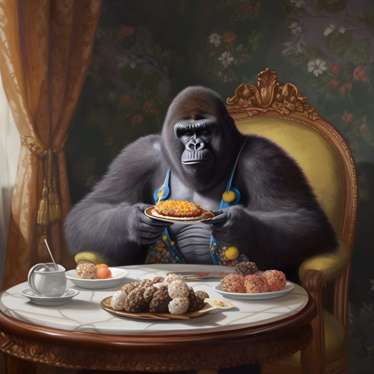 un gorilla che mangia 3 da Kurt Heppke