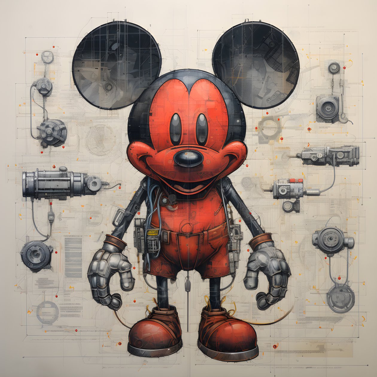 disegni tecnici di Cyberpunk Mickey Mouse 2 da Kurt Heppke