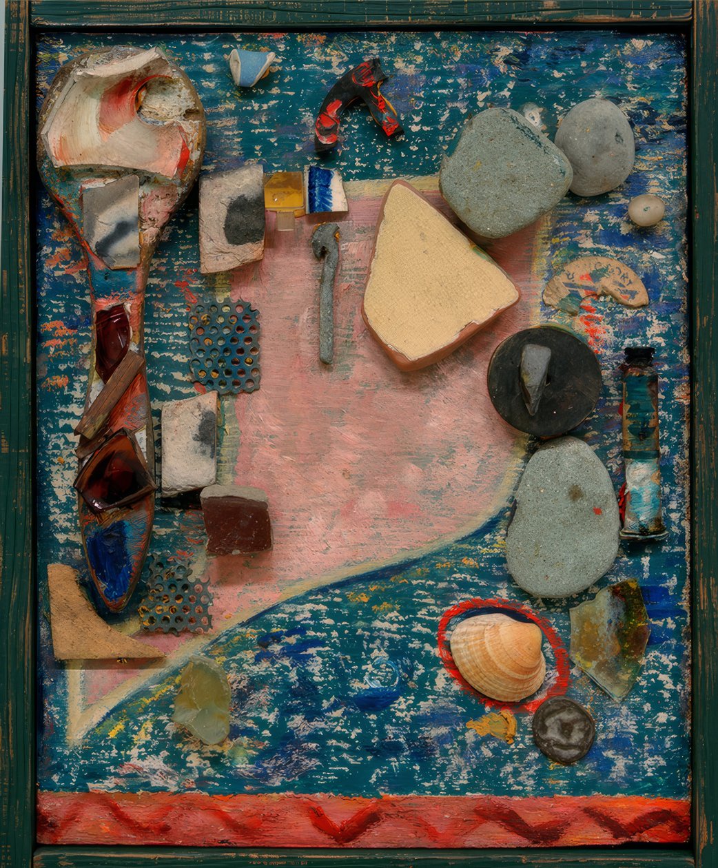 Piccolo Merzbild con molte parti da Kurt Schwitters