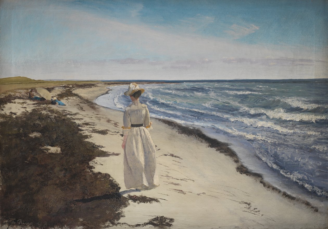 Signora sulla spiaggia di Karrebæksminde, Zelanda da Laurits Andersen Ring