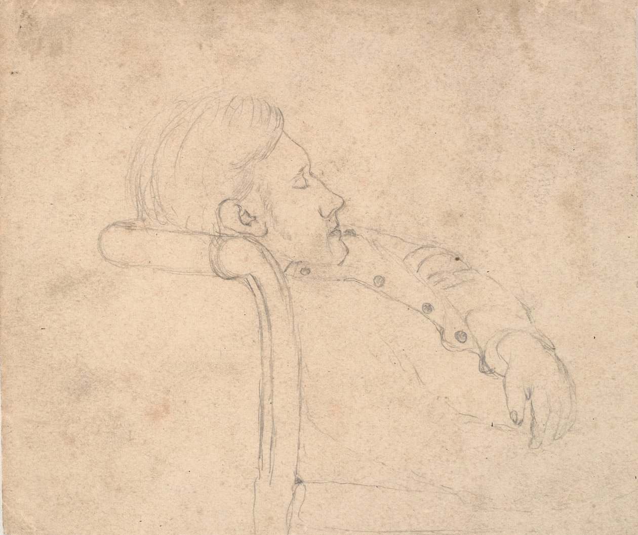 Uomo addormentato su un divano. Mezza figura da Laurits Andersen Ring
