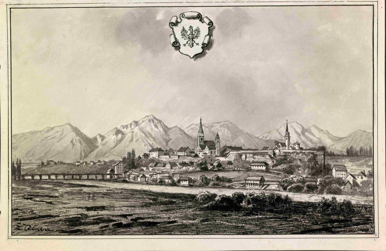 Kranj, stemma di Kranj in alto da Ladislav Benesch