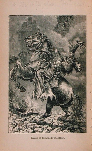 Morte di Simone De Montfort (1150-1218) illustrazione da Little Arthurs History of France: From the Earliest Times to the Fall of the Second Empire pubblicato 1899 da Lady M. Chalcott