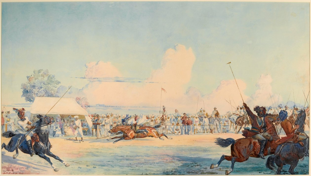 Competizione di tent-pegging del 10° Bengal Lancers da Lady  Butler
