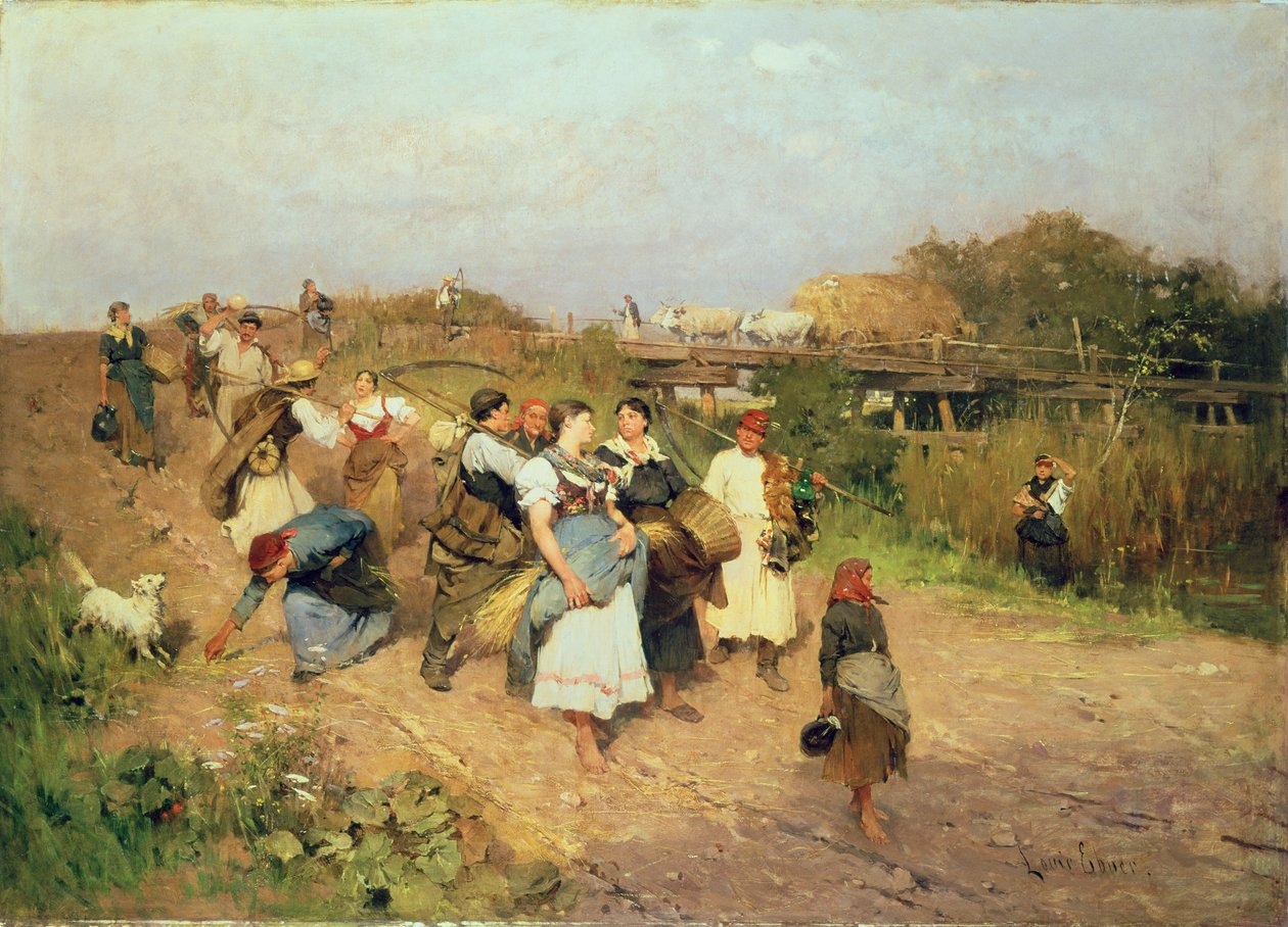 Mietitori sulla via di casa da Lajos Deak Ebner