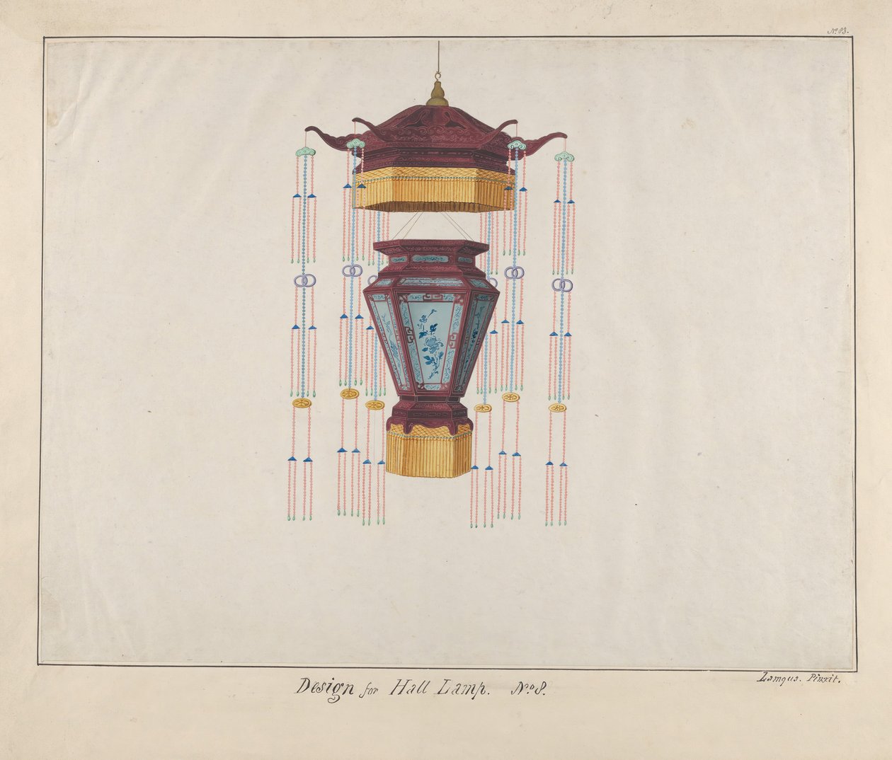 Design per una lampada da sala, ca. 1800-1810 da Lamqua