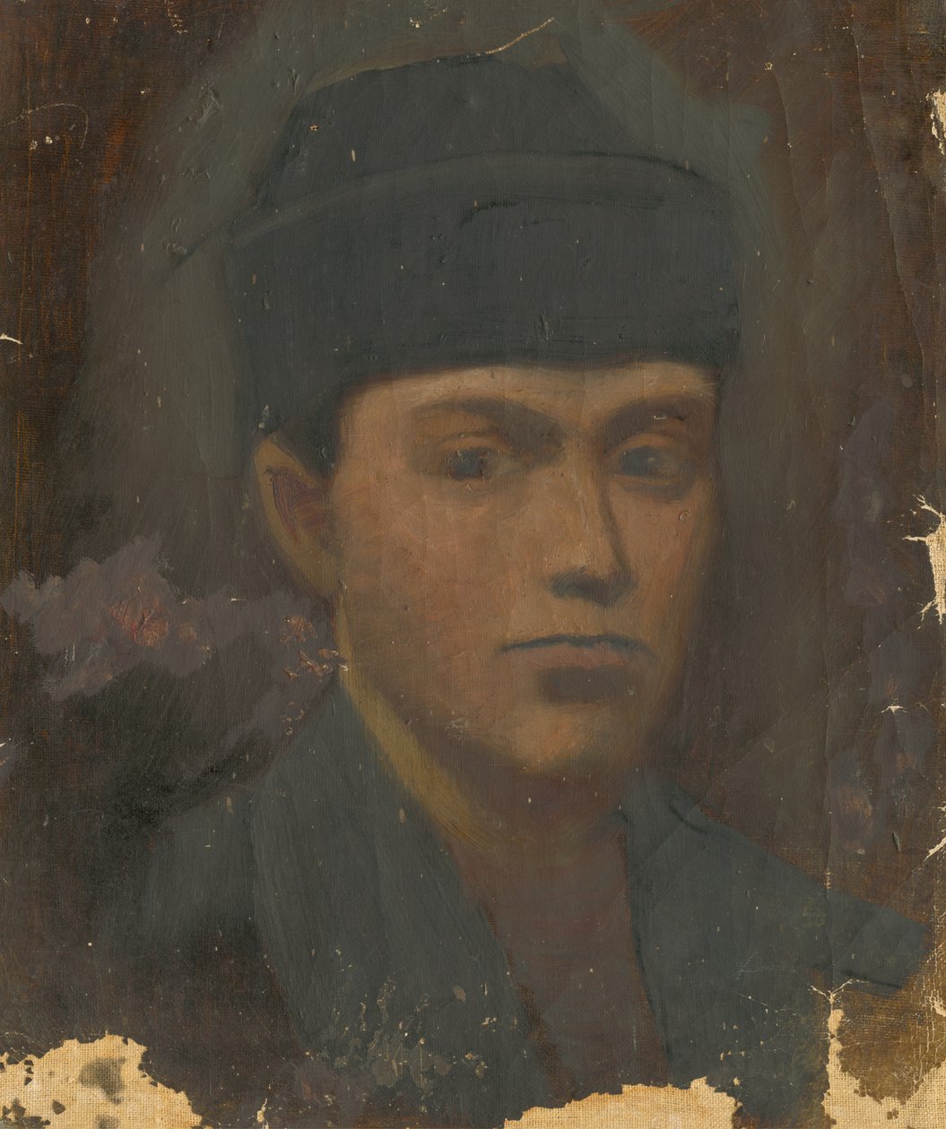 Testa di un uomo con cappello di pelliccia nera da Laszlo Mednyanszky