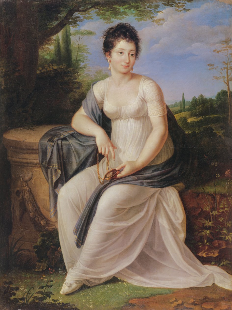 Madame de Saint-Amand in un costume del periodo Direttorio, 1795-99 da Laurent Blanchard