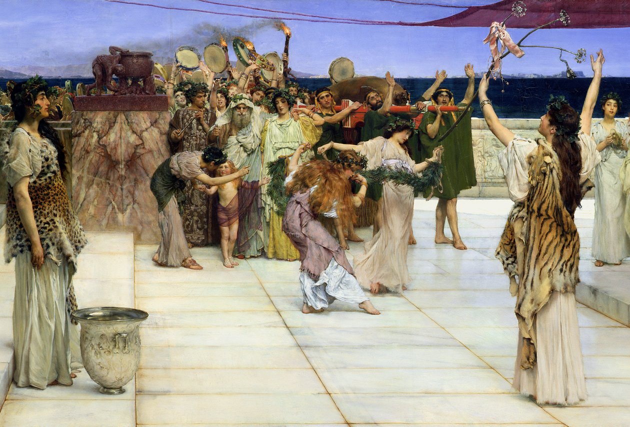 Una dedica a Bacco, 1889 (dettaglio) da Lawrence Alma Tadema