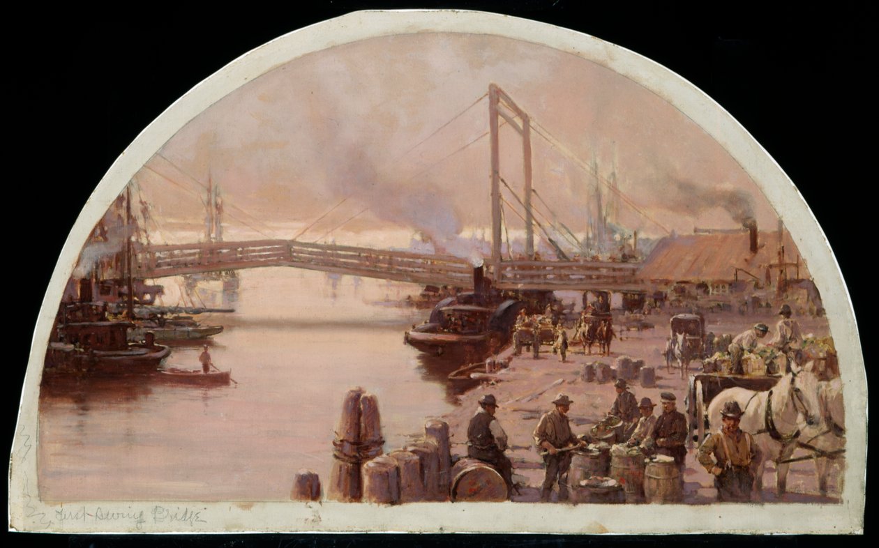 Il primo ponte sul fiume Chicago, 1834, 1900 da Lawrence Carmichael Earle