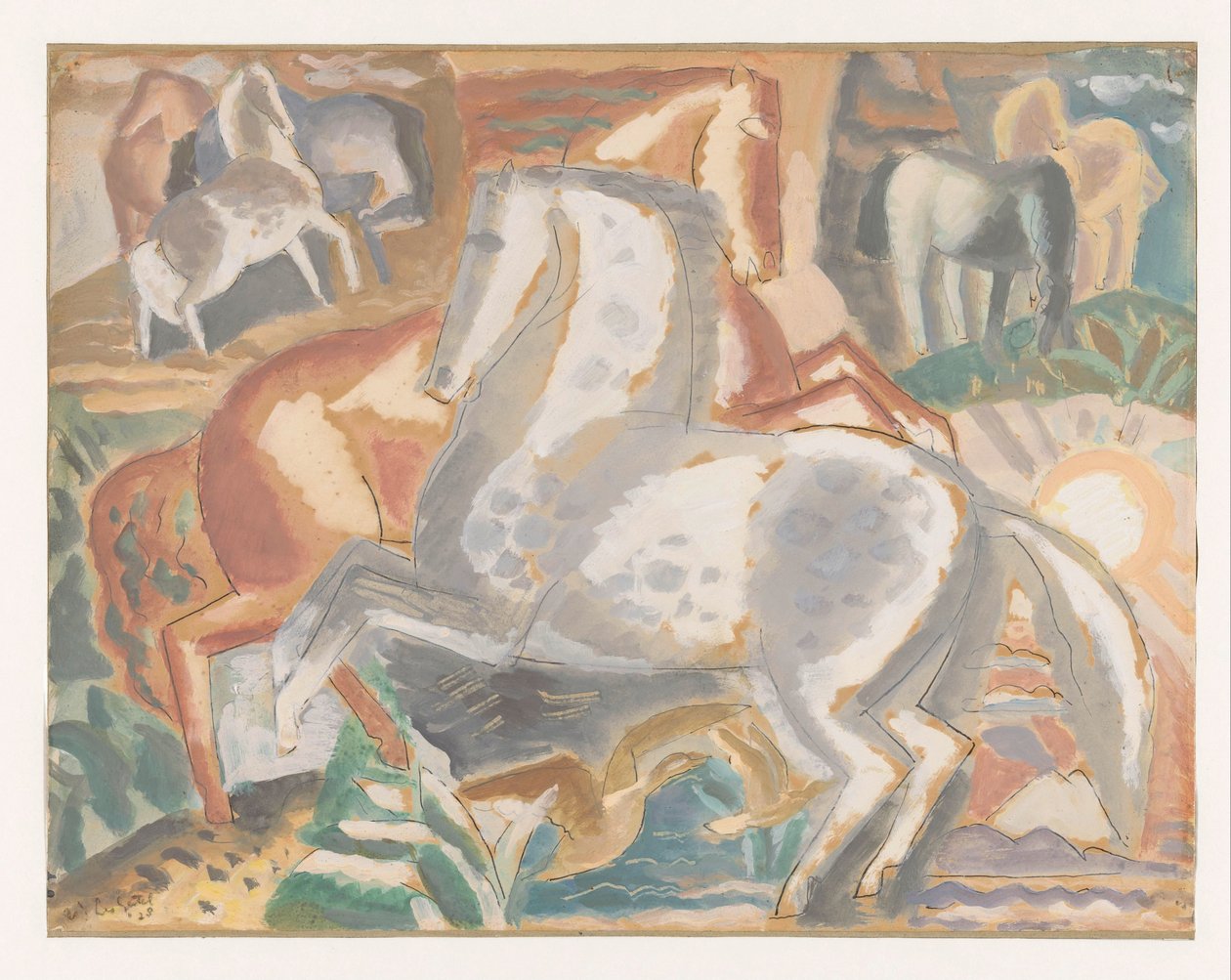 Cavalli nel paesaggio da Leo Gestel (signed by artist)