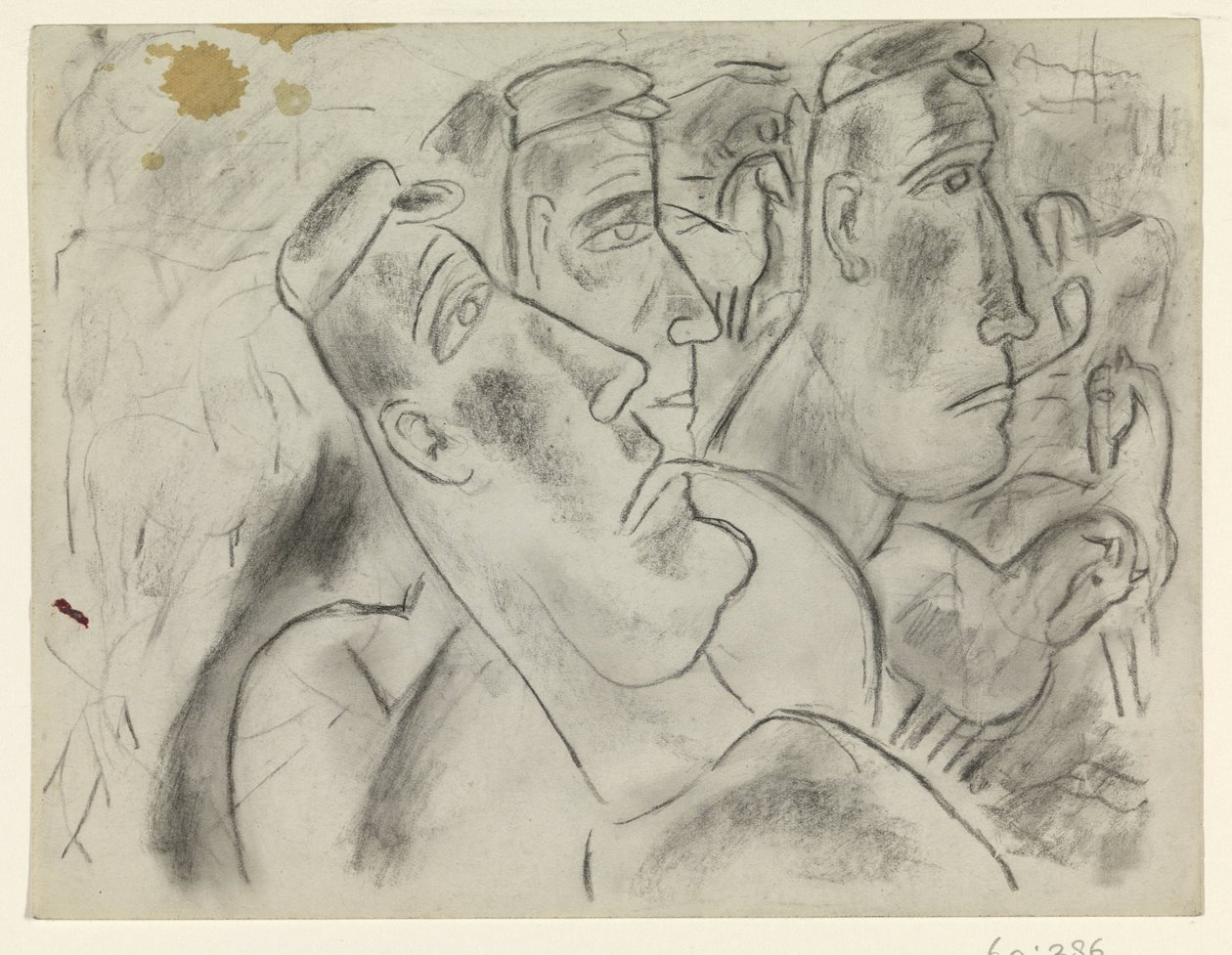 Tre contadini in un prato con cavalli da Leo Gestel