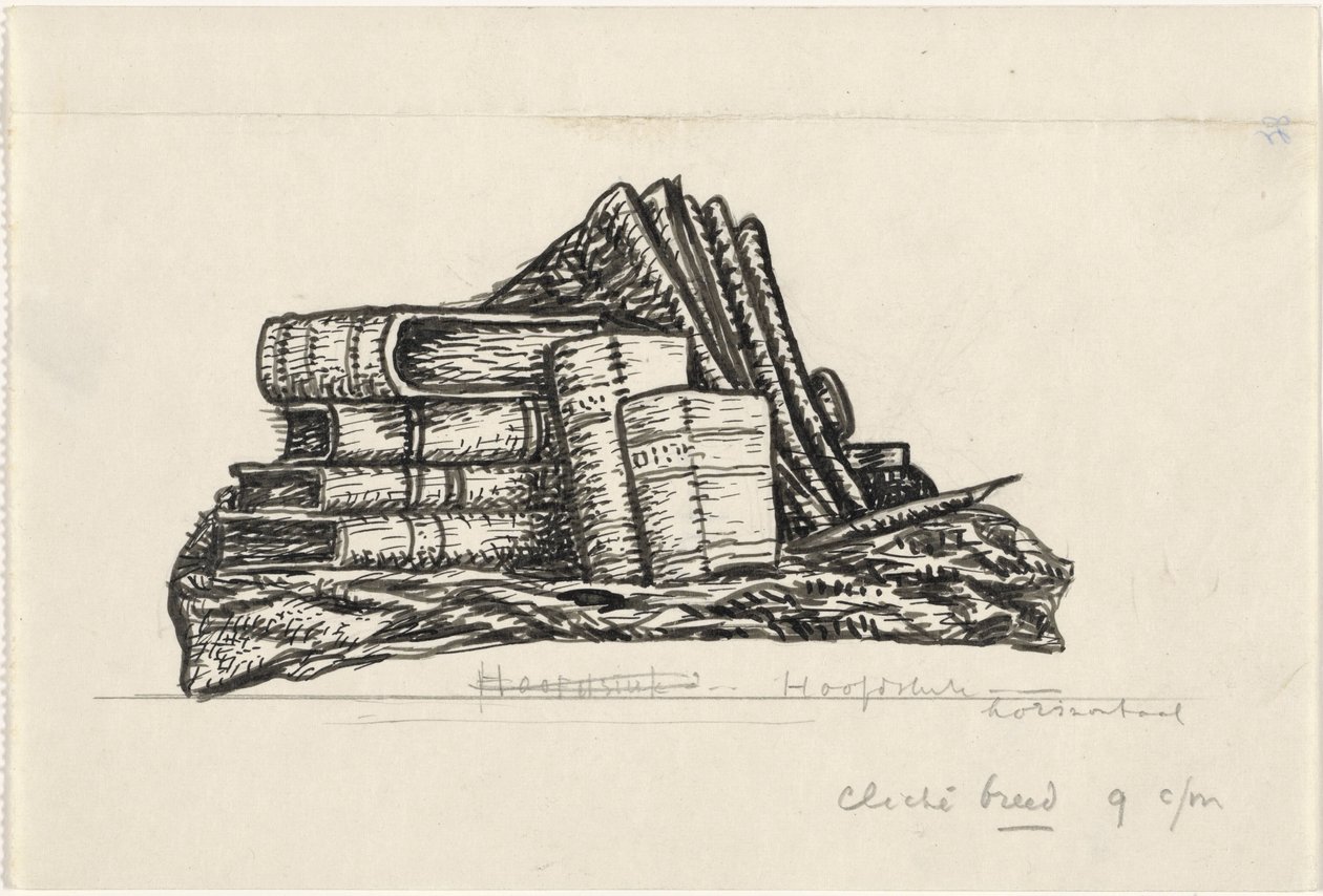 Pila di libri e articoli di cancelleria da Leo Gestel