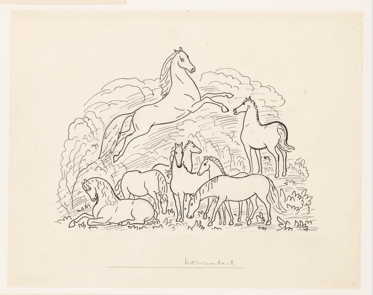 Foglio di studio con otto cavalli da Leo Gestel