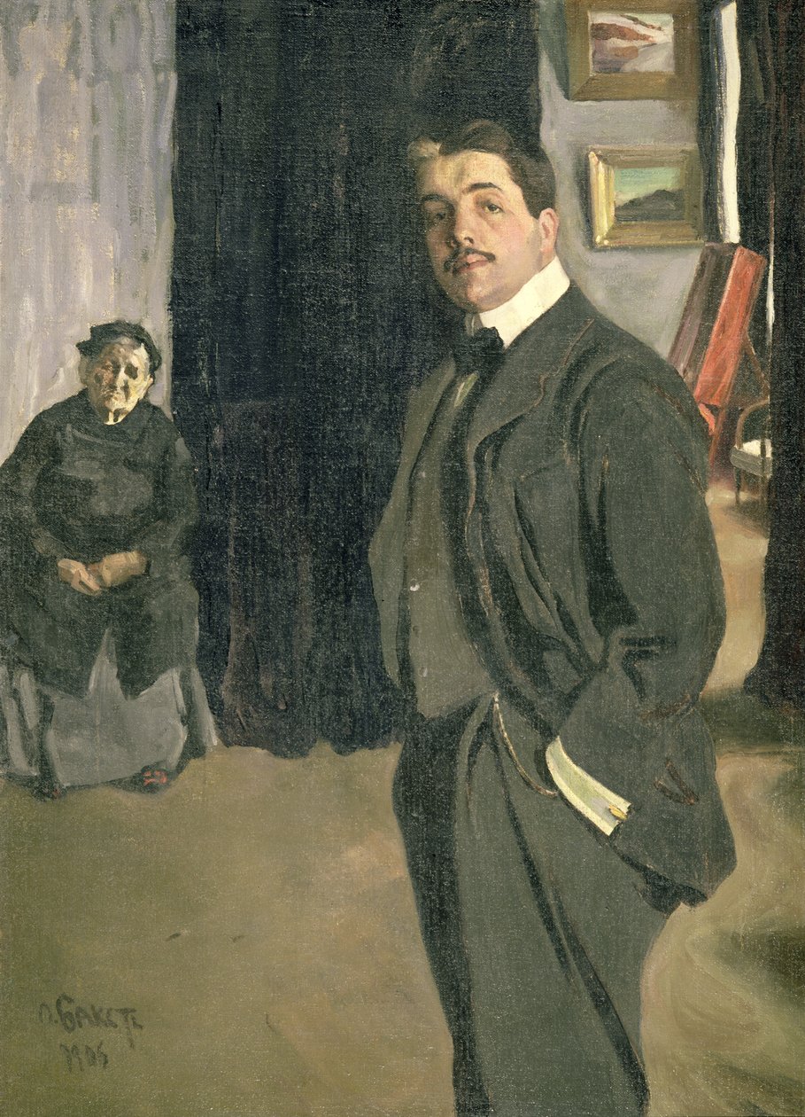 Ritratto di Sergei Pavlovich Diaghilev (1872-1929) con la sua infermiera, 1906 da Leon Bakst