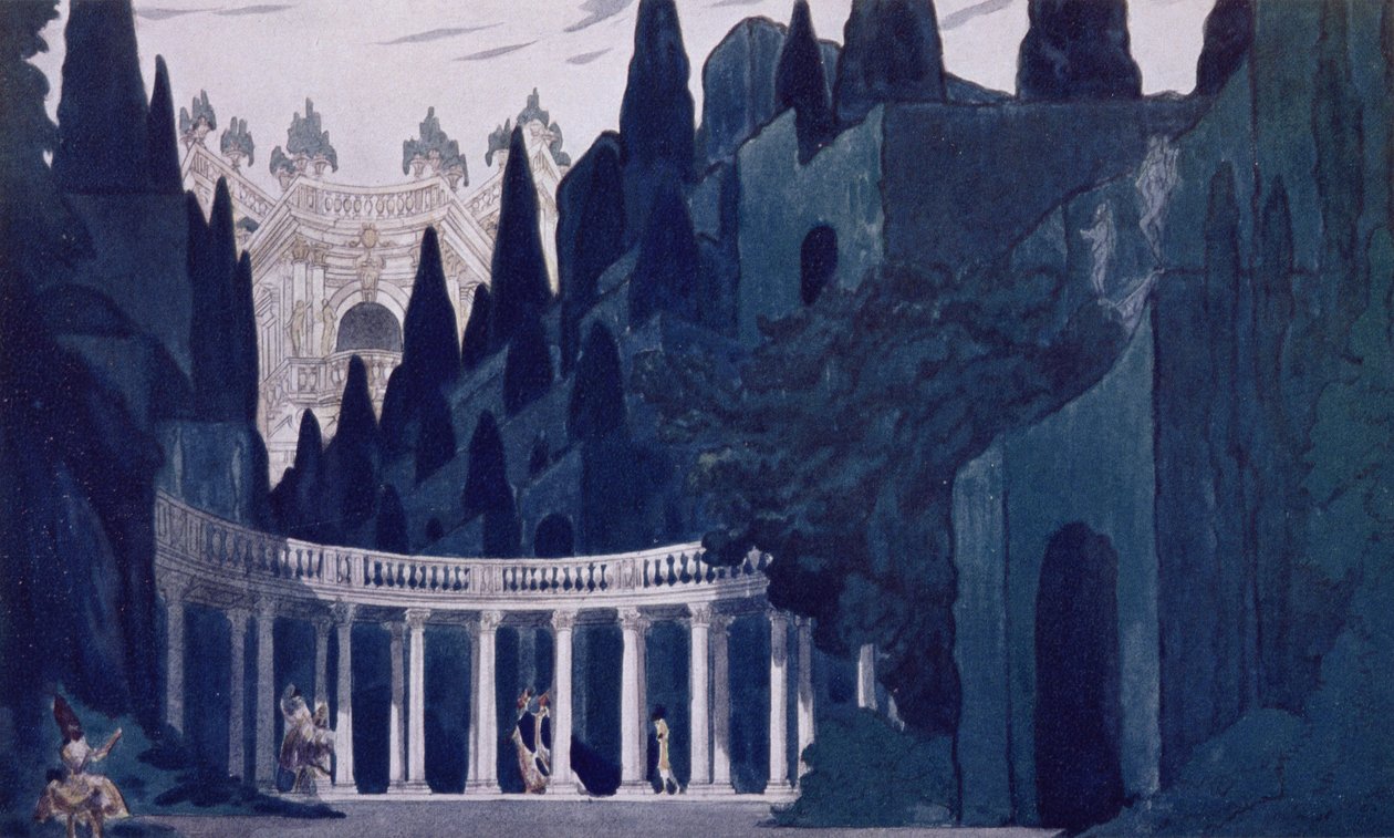 Scenografia per il Giardino Reale, da La Bella Addormentata, 1921 da Leon Bakst