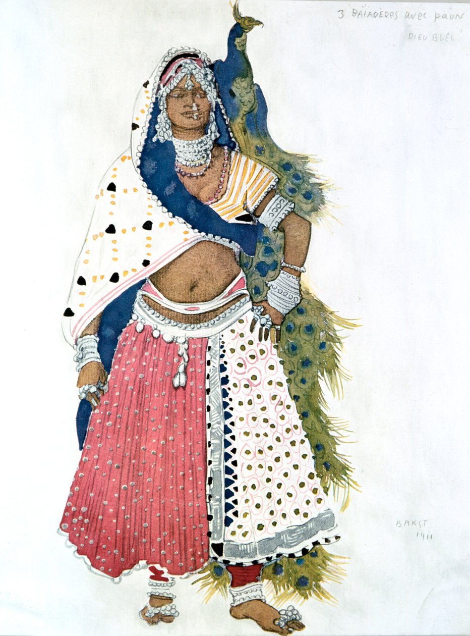 Bayadere con pavone, disegno di costume per balletto, 1911 da Leon Bakst