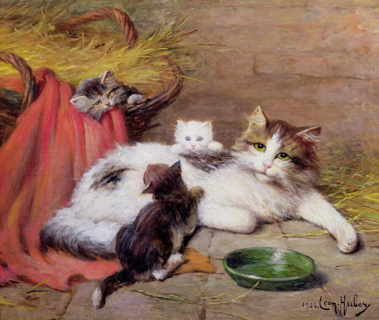 Gatto con Gattini, 1924 da Leon Charles Huber