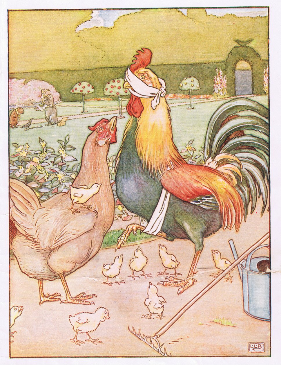E il gallo ebbe un brutto colpo, illustrazione da 