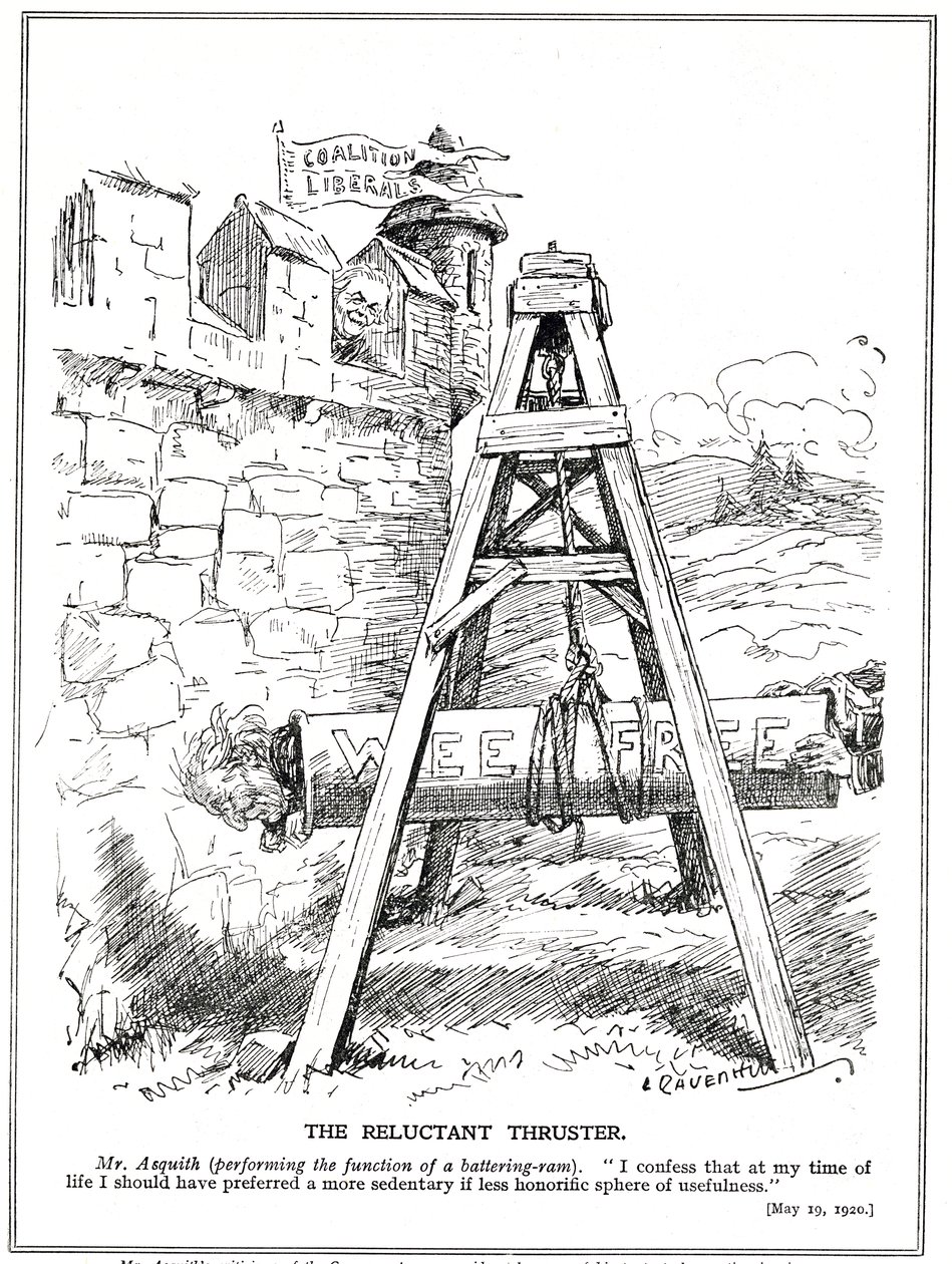 Asquith attacca riluttante le politiche dei Liberali della Coalizione guidati da Lloyd George, aprile 1920 da Leonard Raven Hill