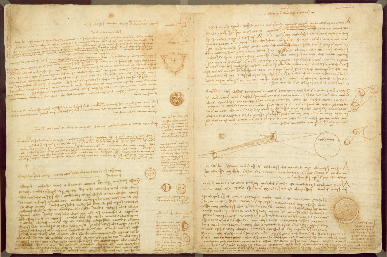 Una pagina dal Codice Leicester, 1508-12 da Leonardo da Vinci