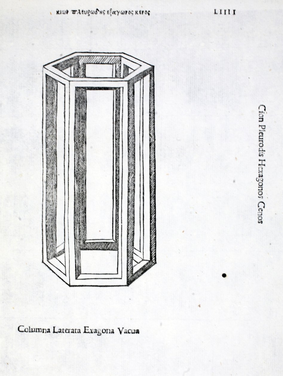 Colonna laterata esagona vuota, illustrazione da 