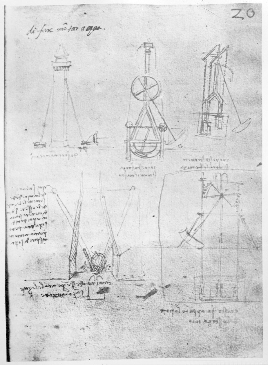 Fol. 20r dal Manoscritto di Parigi B, 1488-90 da Leonardo da Vinci